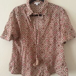 Banana Republic Pink and Brown Floral Blouse